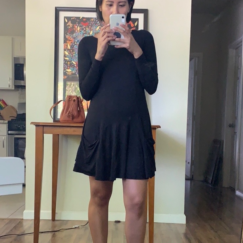 Ava Sky Black Mini Length Long Sleeve Dress